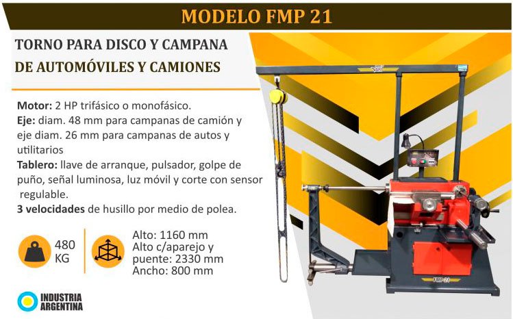 Torno para disco y campana de automóviles y camiones